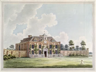 Vue de Dawley House, Harlington, Middlesex, vers 1820 (gravure en couleur)